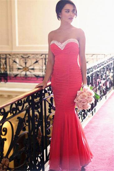 Red Sweetheart Ruffled Evening Dresses 2022 Sexy Open Back Bridesmaid Dress_2