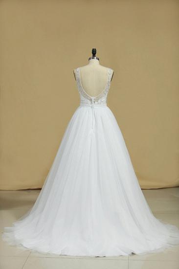 TsClothzone Gorgeous Jewel Beadings Tulle Wedding Dress Ruffles Sleeveless Bridal Gowns On Sale_6