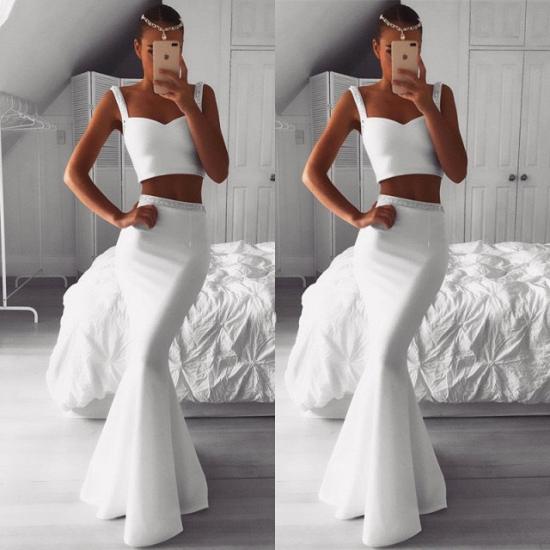 Gorgeous Two Pieces White Prom Dress | Mermaid Beadings Evening Gowns On Sale_3
