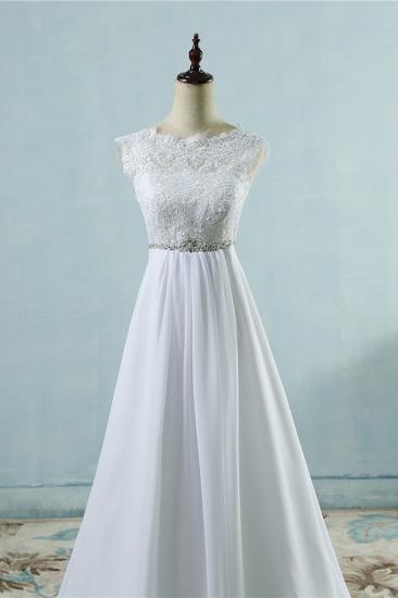 Chic A-line Lace Chiffon Floor Length Wedding Dress_5