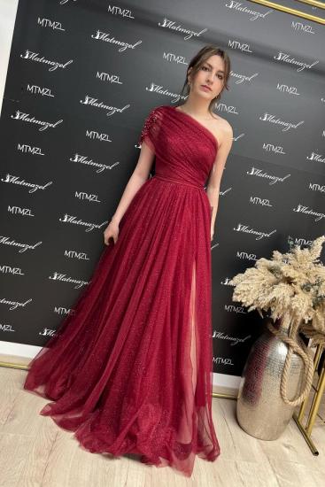 Burgundy Evening Dresses Long Glitter | Evening wear prom dresses cheap_1
