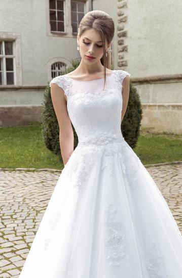 Elegant Lace Appliques Bridal Gowns 2022 Sweep Train Sheer Wedding Dress BA6586_2