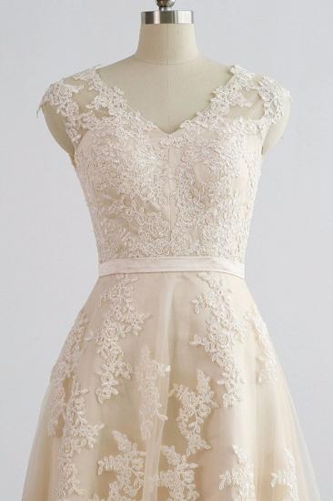 Stylish Straps Sleeveless Champagne Wedding Dress | A-line Lace Bridal Gowns_5