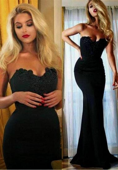 Mermaid Sexy Black Simple Evening Dresses 2022 Sweetheart Appliques Prom Dress_1