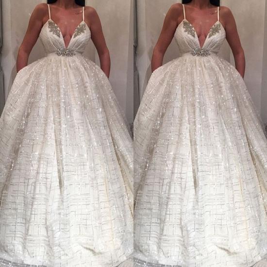 Gorgeous V-Neck Sequins Wedding Dress | Crystal Evening Party Dress_2