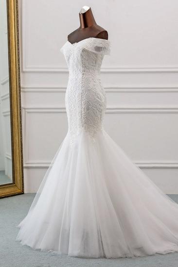 TsClothzone Glamorous Tüll Lace Off-the-Shoulder Weiße Meerjungfrau Brautkleider Online_4