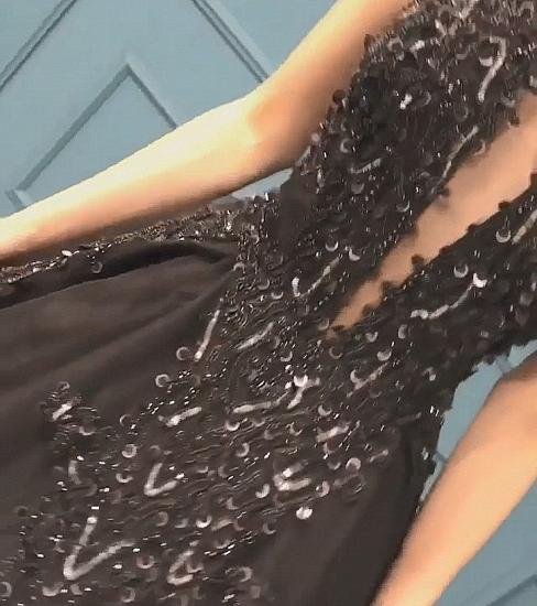 High Neck Black Tulle Sexy Prom Dresses 2022 | Sleeveless Beads Sequins Evening Gowns_5