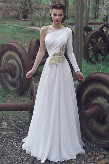 Eine Schulter Chiffon Sexy Abendkleider | 2022 Günstige One Sleeve Formelle Kleider für Hochzeitsfeiern online