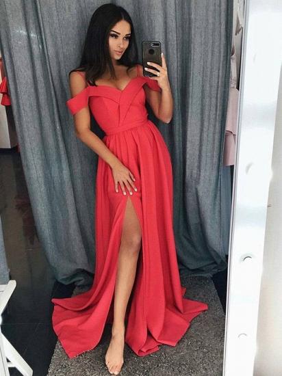 Amazing Cheap Prom Dresses 2022 | Side Slit Spaghetti Straps Sexy Formal Dresses_5