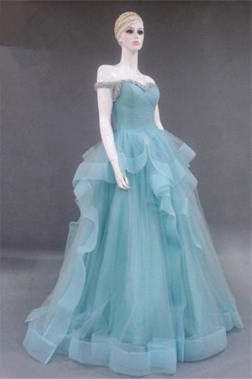 Tiered Pleats Sweetheart Prom Dresses Rhinestone Floor Length Sleeveless 2022 Evening Dresses_4