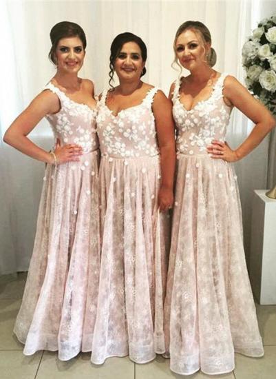 Glamorous Lace Straps Long Bridesmaid Dresses | 2022 Floor Length Sleeveless Evening Dress