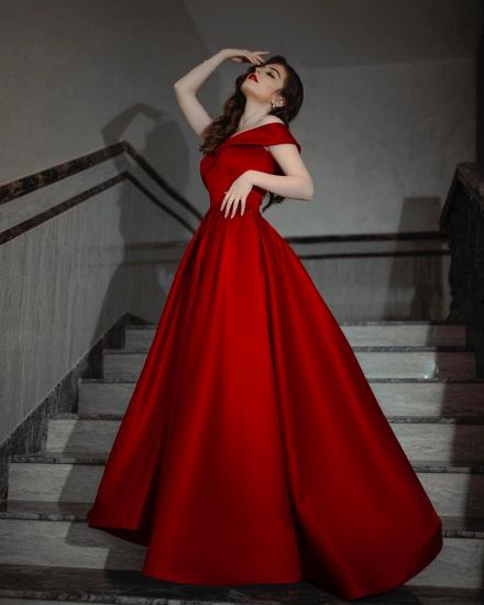 Elegantes rotes langes Abendkleid in A-Linie | Verträumtes Abschlussballkleid mit breiten Trägern_3