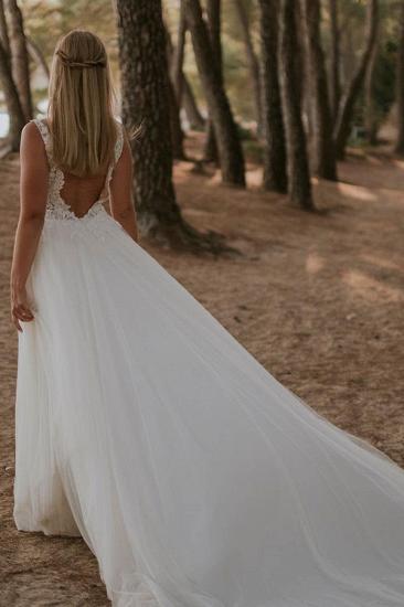 Sheer Wedding Dresses A Line | Boho wedding dresses with lace_2