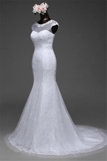 TsClothzone Glamorous Lace Jewel White Mermaid Brautkleider mit Perlenstickerei Online_4