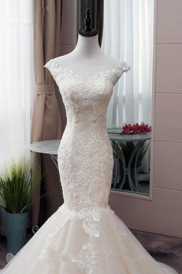TsClothzone Glamorous Jewel Tulle Mermaid Iovry Wedding Dress Lace Appliques Sleeveless Bridal Gowns On Sale_6