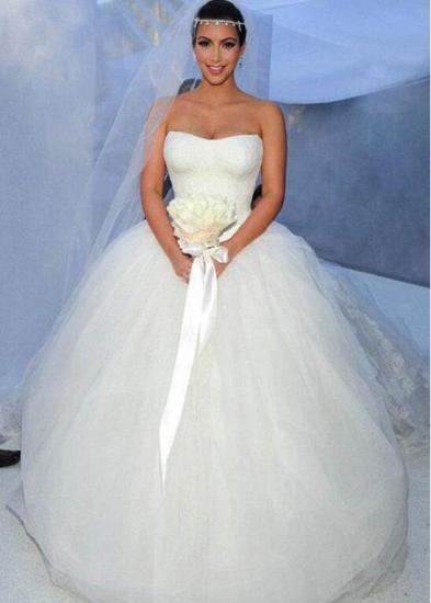 Elegant Sweetheart Sleeveless White/Ivory A-line Tulle Wedding Dress_4