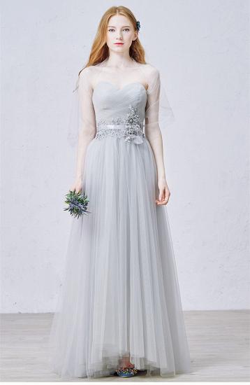 Elegant Sweetheart Grey Tulle Prom Dress New Arrival Floor Length Zipper Formal Occasion Dresses_1