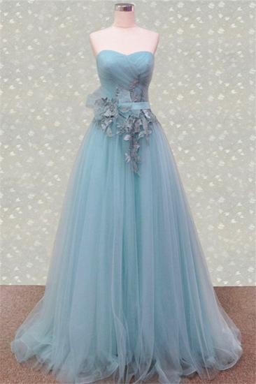 Sweetheart Ruffles Appliques Cute Evening Dresses Elegant Floor Length Prom Dresses