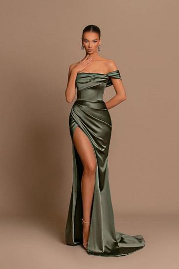 Olive Green Long Prom Dresses Cheap | Simple prom dresses_3