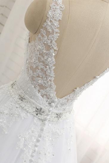 TsClothzone Stunning Straps V-Neck Tulle Appliques Wedding Dress Lace Sleeveless Bridal Gowns with Beadings Online_6