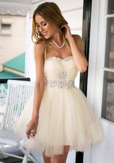 Strapless Cute Tulle Short Homecoming Dresses Crystal Beading 2022 Lovely Prom Dresses_3