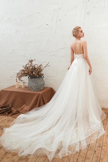 Harlan | Chic Deep V-neck White Tulle Princess Open back Wedding Dress with Court Train_13