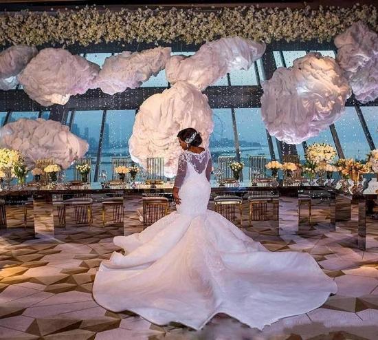Luxury Mermaid Lace Wedding Dresses | Chapel Train Long Sleeves Appliques Bridal Gowms_4