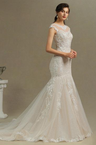 Charming Mermaid Wedding Gown Lace Appliques Cap Sleeve Garden Wedding Dress_6