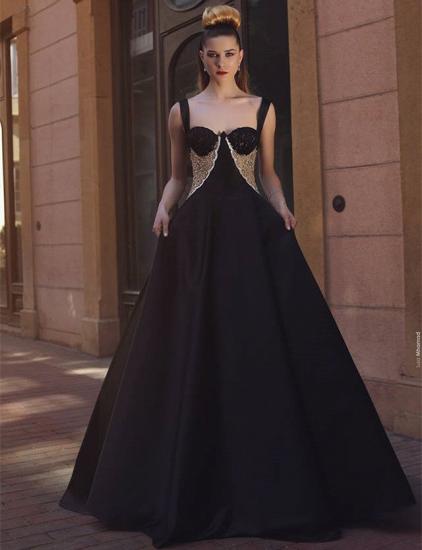 Glamorous A-Line Black Straps Evening Dresses 2022 Straps Lace Prom Dresses_3