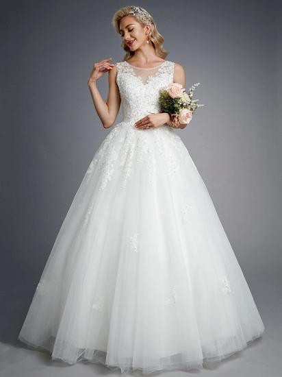 Formal Ball Gown Wedding Dresses Jewel Lace Tulle Straps Casual Backless Bridal Gowns Online_5
