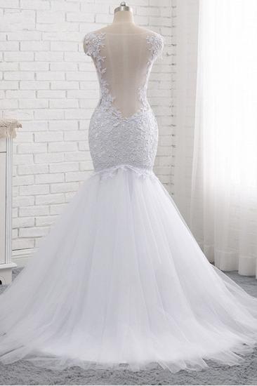 TsClothzone Mordern Straps V-Neck Tulle Lace Wedding Dress Sleeveless Appliques Beadings Bridal Gowns Online_3
