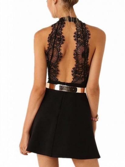 Sexy Mini Party Dress Cheap 2022 Halter Open Back Cocktail Dress with Gold Belt_4