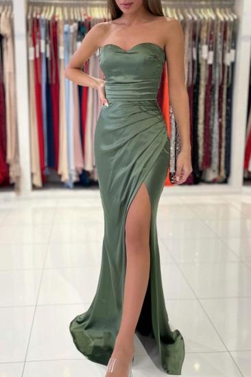 Green Heart Neck Sleeveless Floor Length Evening Dress | Simple Prom Dress_2