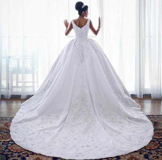 Glamorous Straps Lace Wedding Dresses | 2022 Sleeveless Puffy Ball Bridal Gowns_3