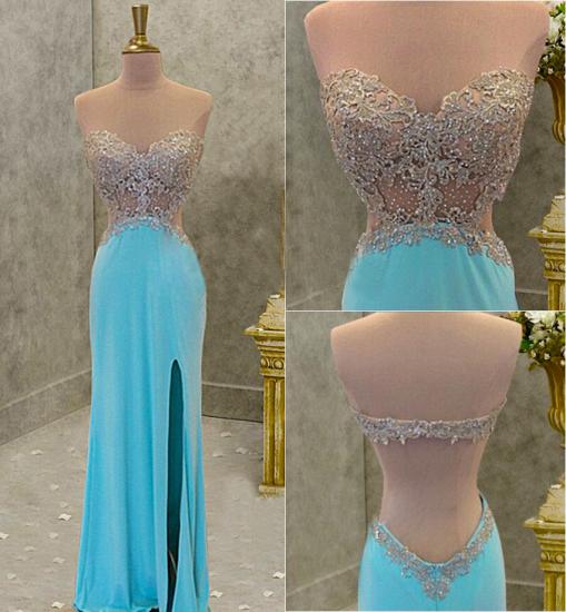 Blue Backless Prom Dresses 2022 Sweetheart Beading Evening Gown with Cutaway Sides_4