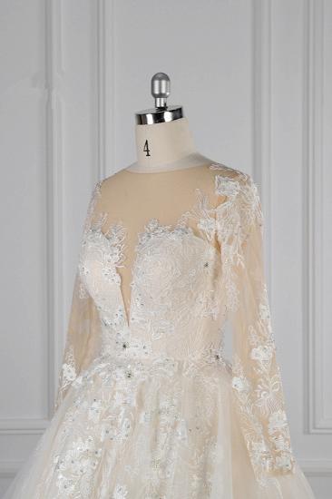 TsClothzone Elegant Jewel Langarm Brautkleid Tüll Applikationen Rüschen Brautkleider mit Perlenstickerei Online_6