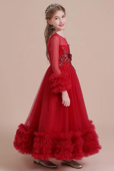 Pretty Tulle A-line Flower Girl Dress | Long Sleeve Applique Little Girls Dress for Wedding_8