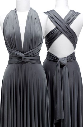 Deep V-Neck Gray Sexy Party Dress Crossed Back Satin 2022 Long Evening Dresses with Sash_1