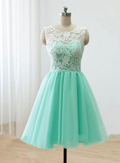 Nettes hellgrünes kurzes Spitze-Heimkehr-Kleid Neue Ankunfts-einfache preiswerte angepasste Brautjungfern-Kleider
