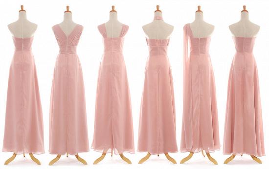 Günstige Convertible Pink Langes Brautjungfernkleid Beliebte Chiffon Side Silt Plus Size Kleider für Hochzeit_3