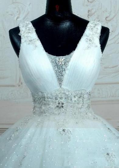 Straps Sleevelss Lace Beading Wedding Dresses 2022 Ball Gown Lace-up Open Back Bridal Dress_3