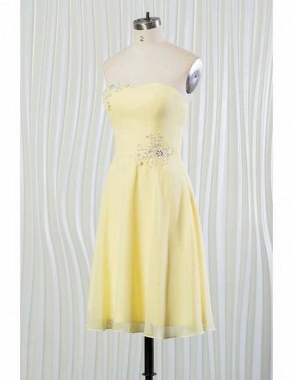 Beading Strapless Yellow Summer Bridesmaid Dress_5