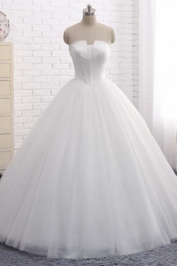 TsClothzone Chic Ball Gown Strapless White Tulle Wedding Dress Sleeveless Bridal Gowns On Sale_2