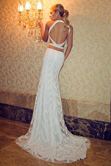 Halter Crystals Beadings Wedding Dresses 2022 Mermaid Sweep Train Open Back Bridal Gowns_2