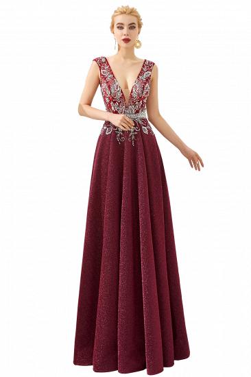 Caitin Catherine | Sexy V-neck Burgundy Sparkle Prom Dresses, Custom made Sleeveless Backless Evening Gowns_11