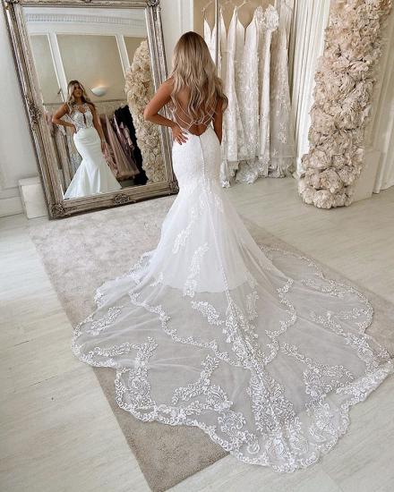 Lace Straps Mermaid Wedding Dresses | Bandage Appliques Bridal Gowns_3