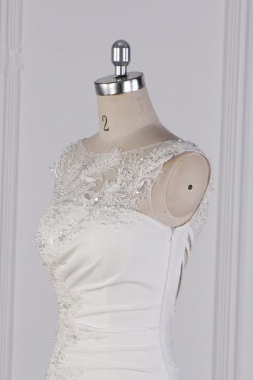 TsClothzone Gorgeous Jewel Meerjungfrau Satin Brautkleid Ärmellos Rüschen Applikationen Perlenstickerei Brautkleider Online_6