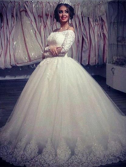 Ball Gown Wedding Dresses Long Sleeves Off Shoulder High Quality Bridal Gowns_4