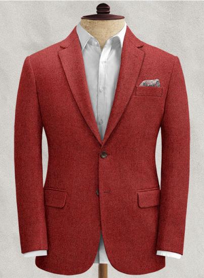 Red fashion tweed flat collar suit | two-piece suit_2