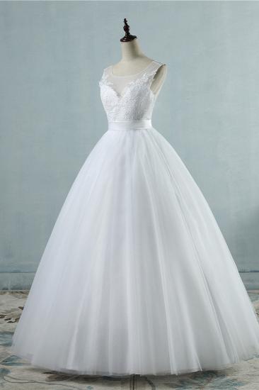 TsClothzone Chic Square Neckling Sleeveless Wedding Dresses White Tulle Lace Bridal Gowns On Sale_4